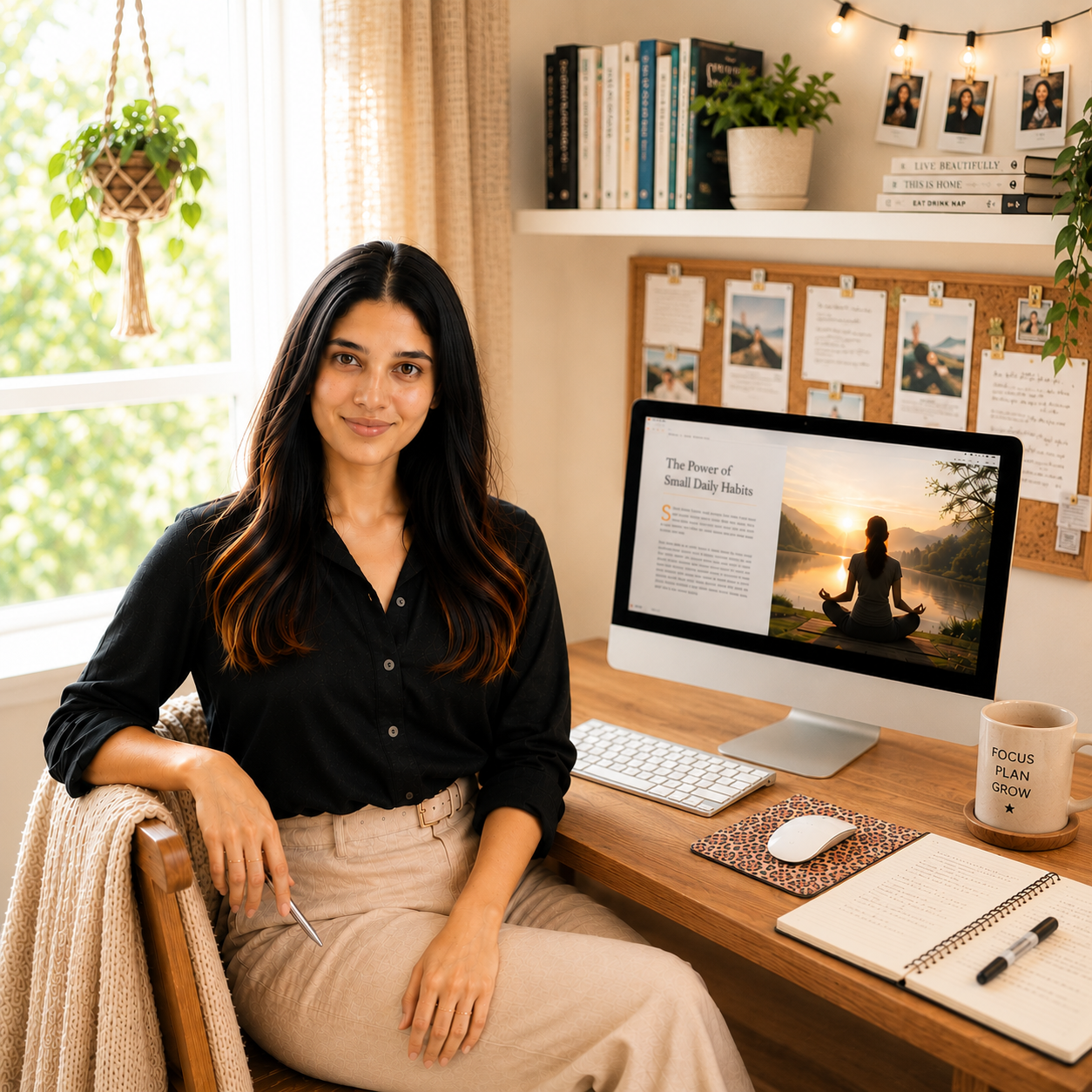 Writer at desk, representing Mindful Elements